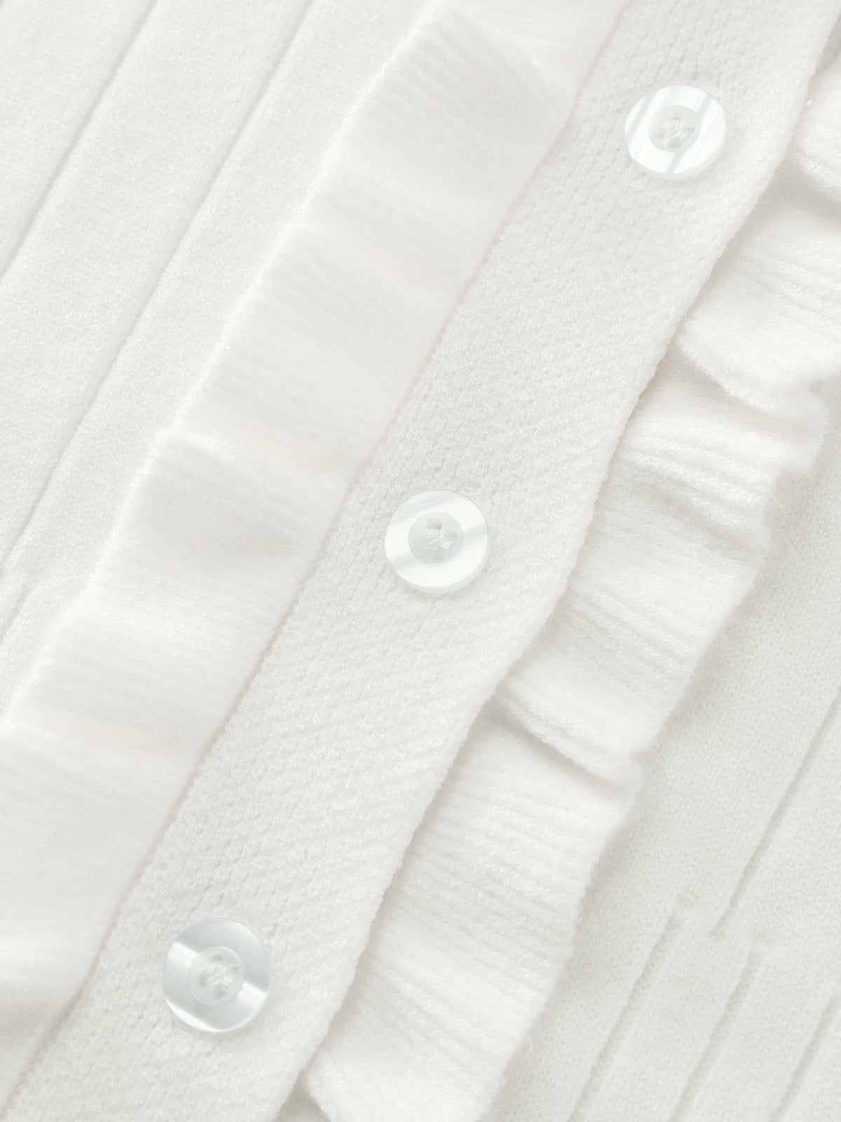 Ruffled Placket Striped Texture Knit Cardigan