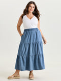Supersoft Tiered Maxi Denim Skirt