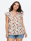 Pure Cotton Floral Print Notched Collar Blouse