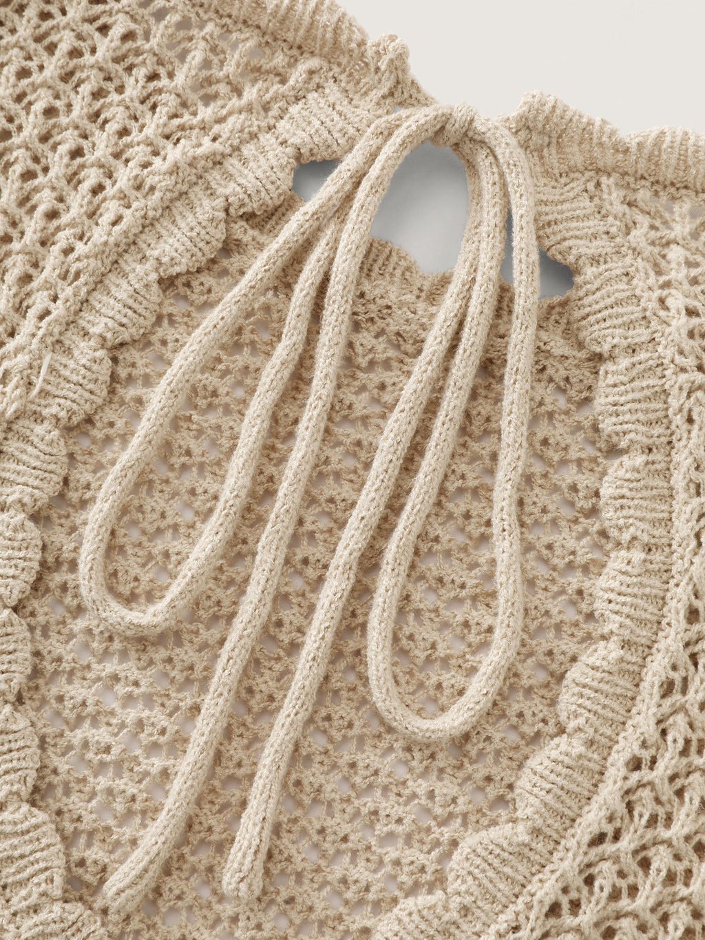 Sheer Hollow Out Back-Tie Cardigan