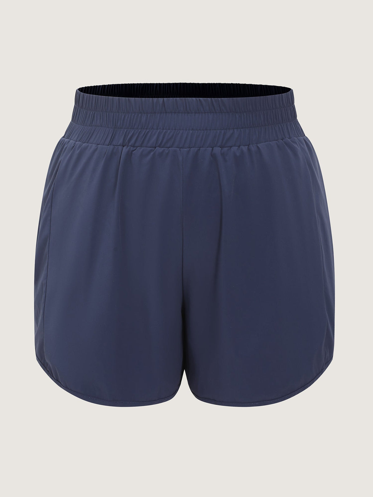Stretchy Curvy Hem Shirred Waistband Shorts