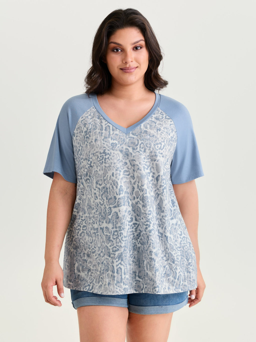 Camouflage Print Raglan Sleeve T-Shirt