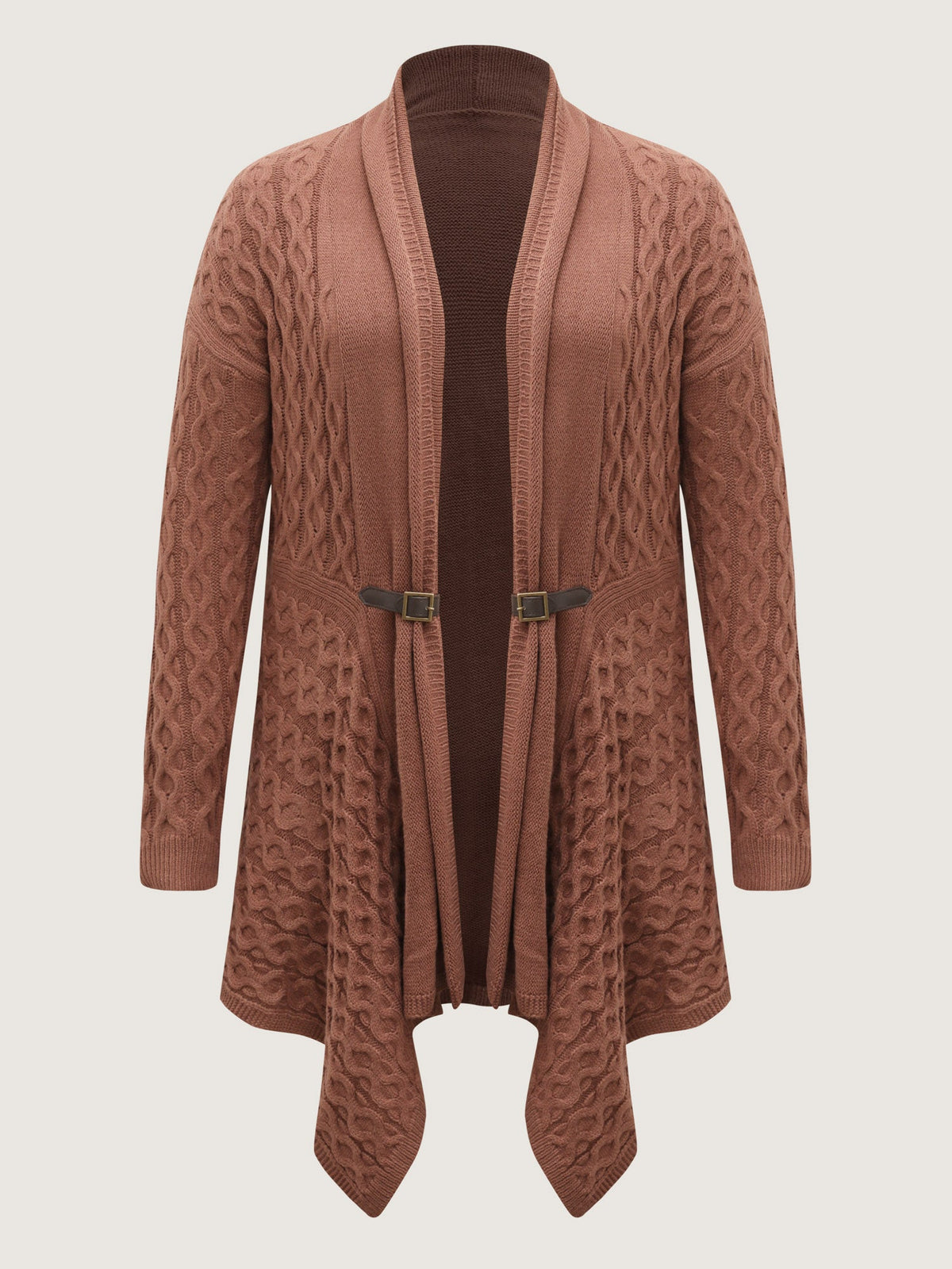 Cable Knot Irregular Hem Cardigan