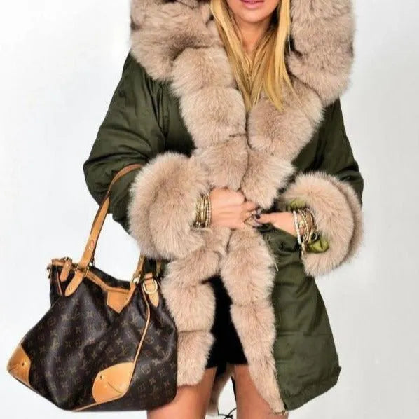 Womens Hooded Camouflage Warm Winter Coats Faux Fur Jacket Parka Overcoat