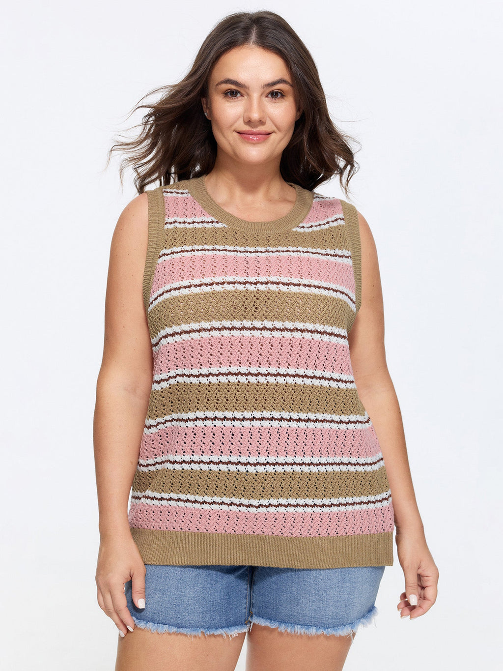 Striped Color-Block Sleeveless Sweater Vest