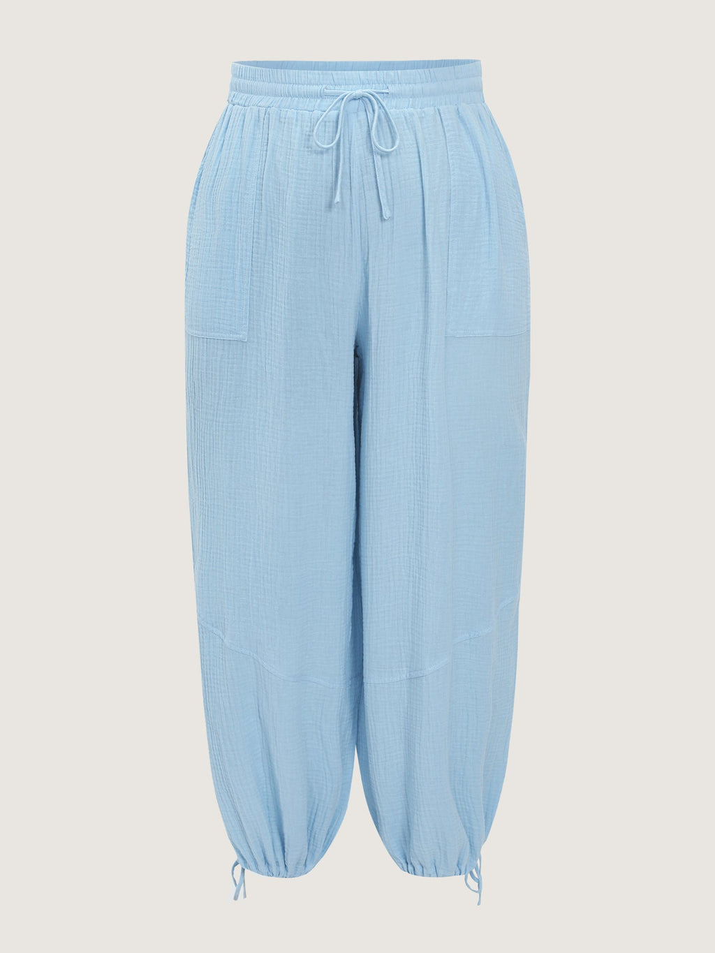 Shirred Waistband Drawstring Jogger Pants
