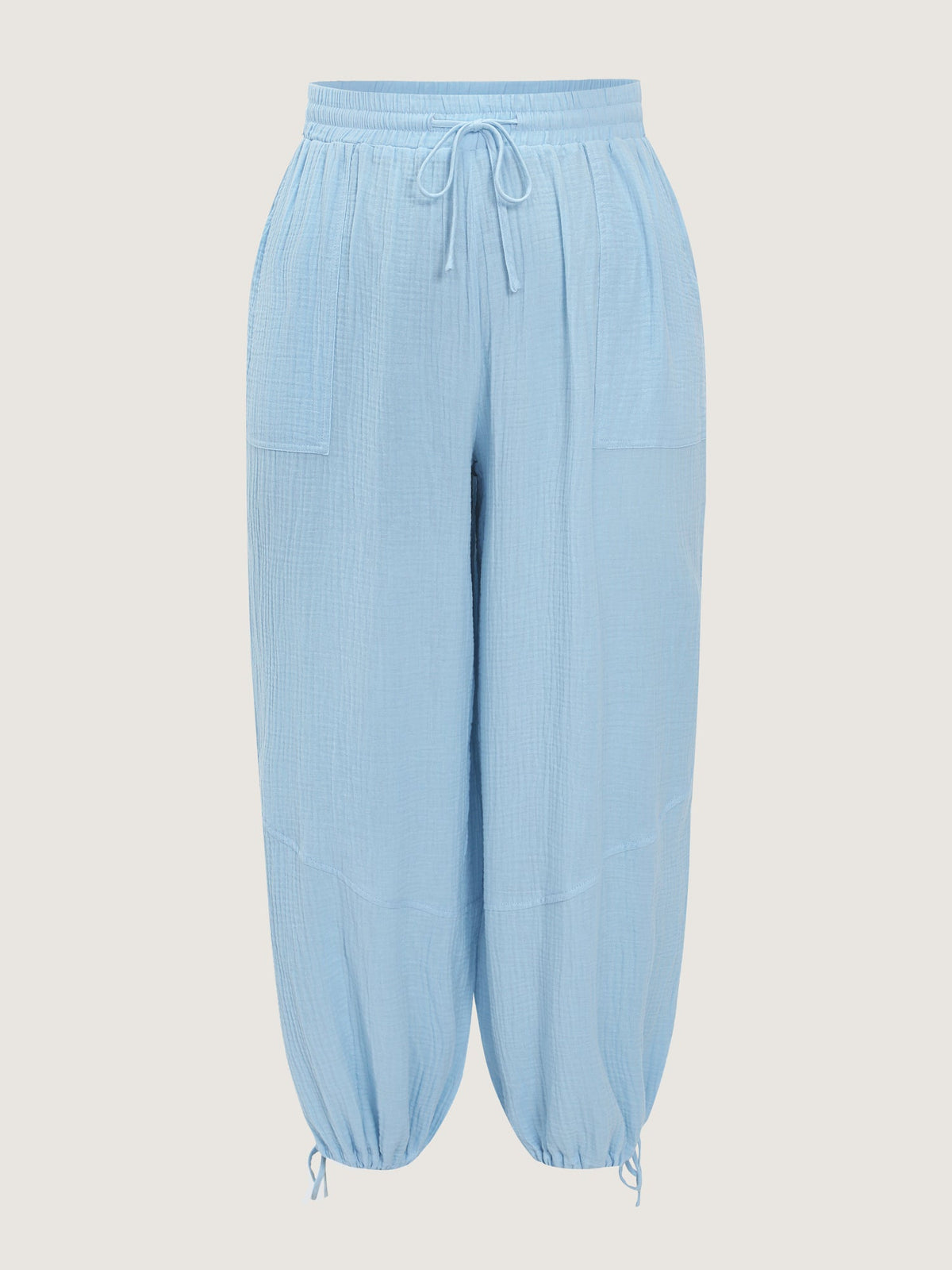 Shirred Waistband Drawstring Jogger Pants