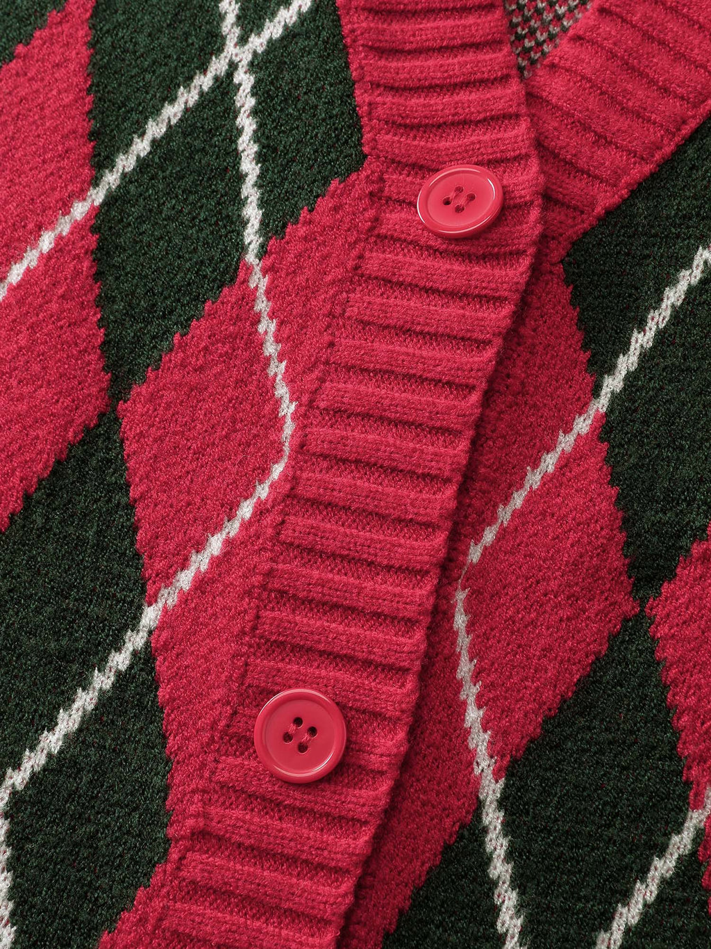 Holiday Checkered Jacquard Knit Cardigan