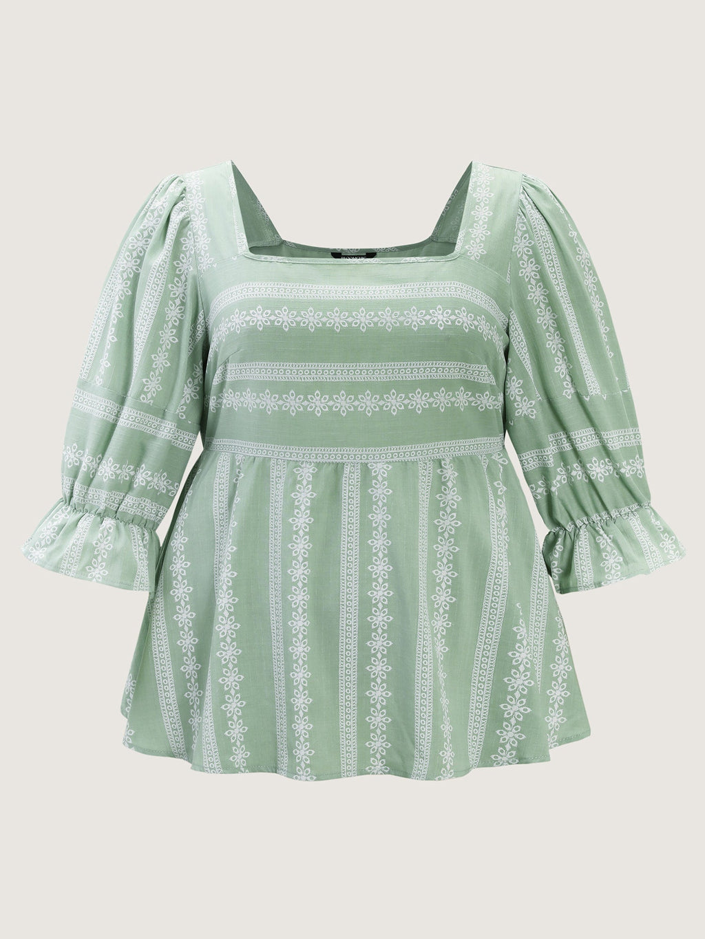Boho Stripe Print Square Neck Blouse