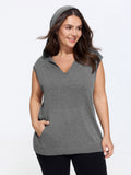 V Neck Hooded Pocket Sleeveless Sweater Vest