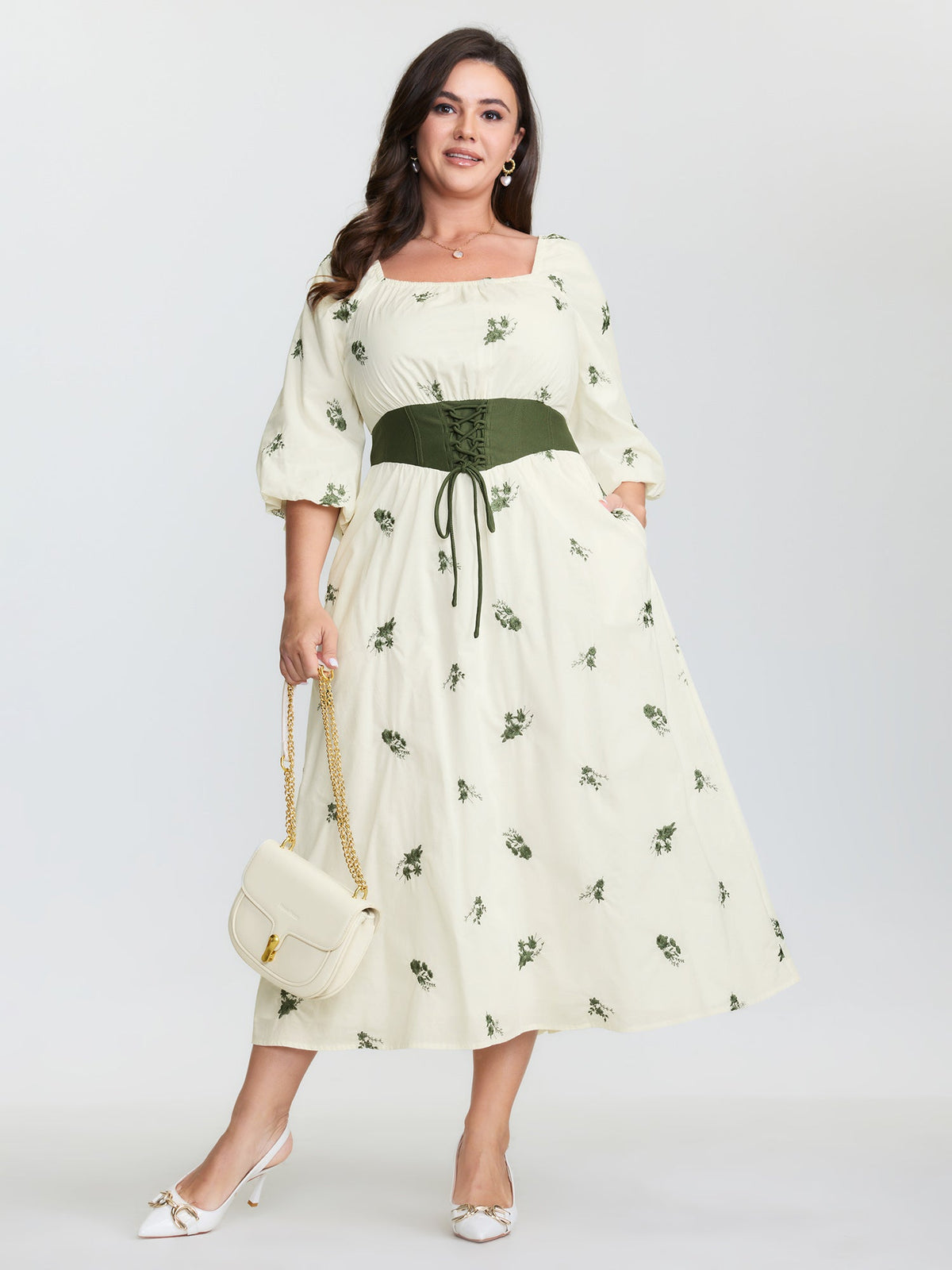 2-in-1 Embroidered Tulle Maxi Dress