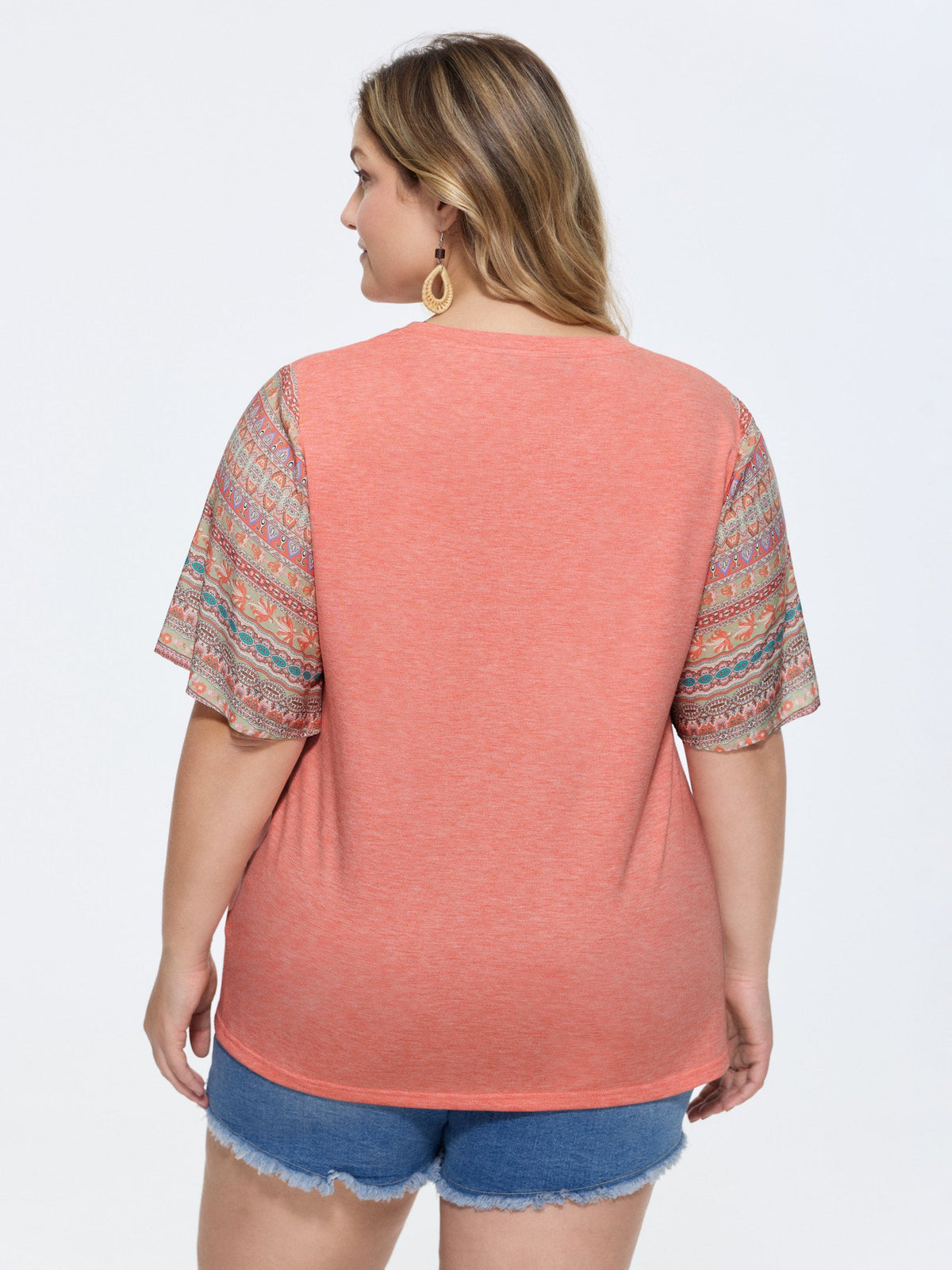 Colorful Boho Sleeve V-Neck Blouse