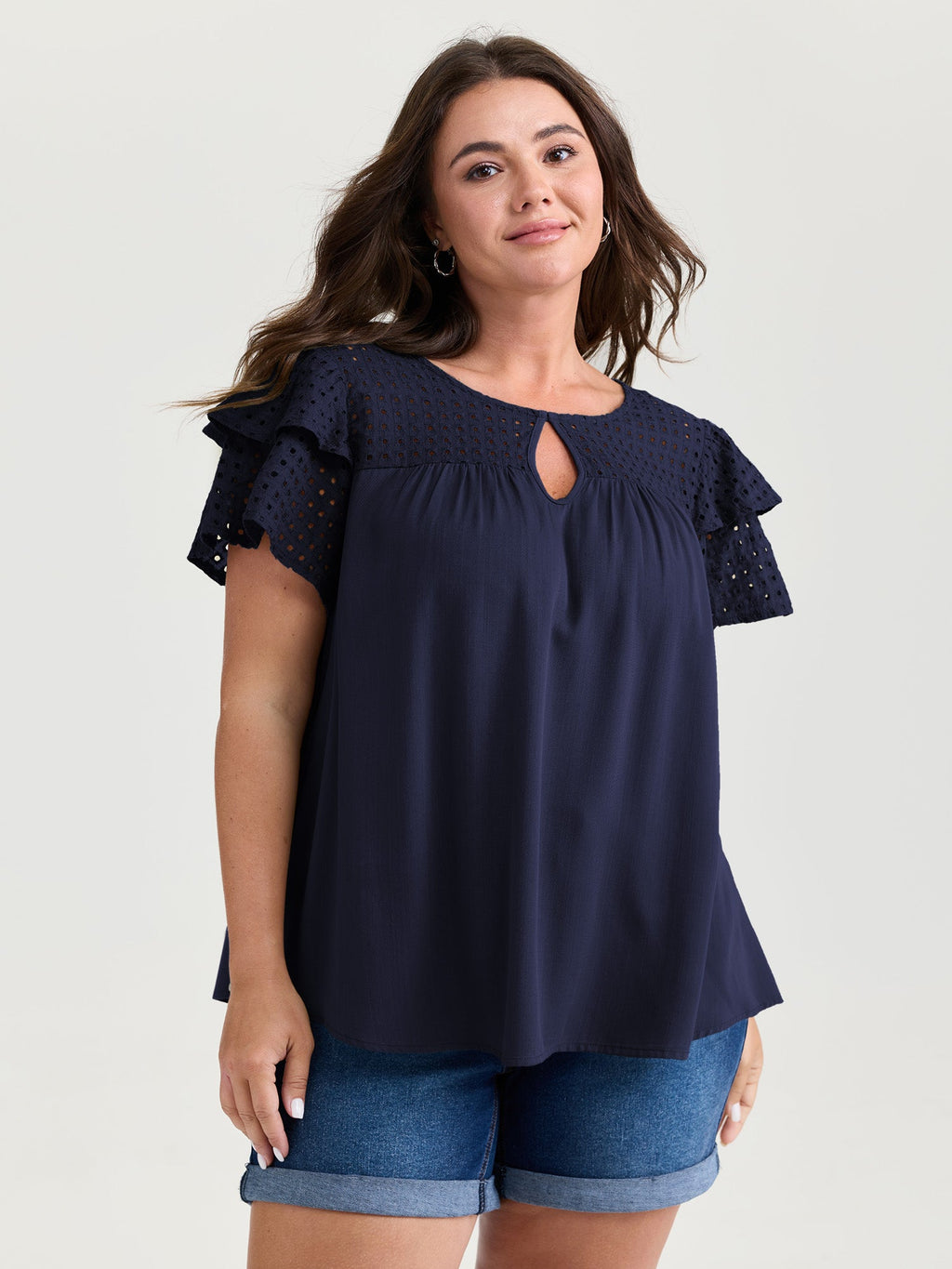 Pure Cotton Layered Sleeve Flowy Blouse