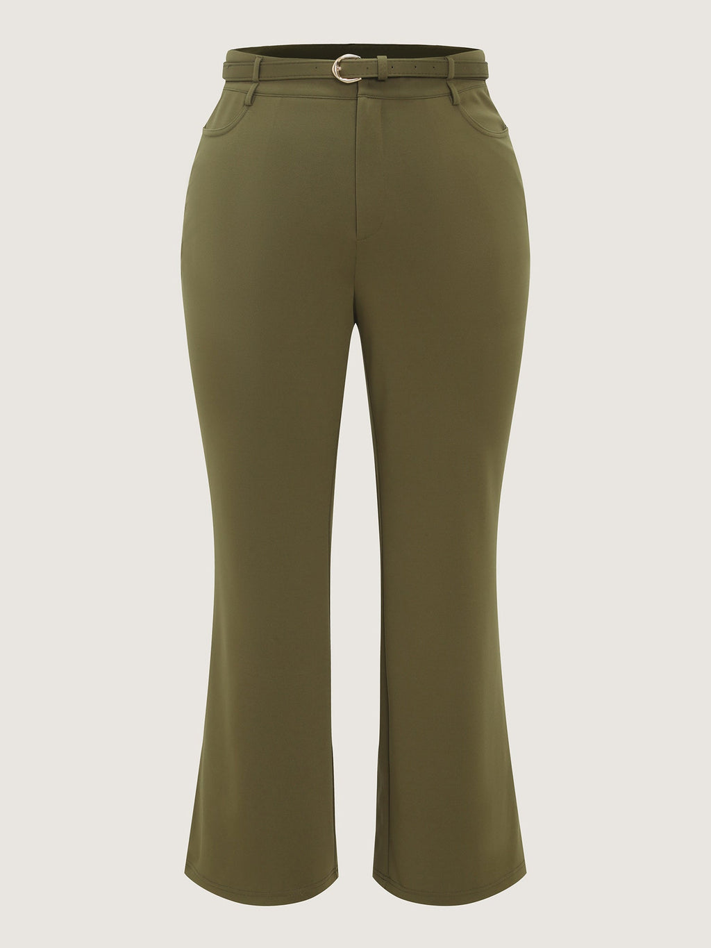 Matching Belt High Waist Pocket Bootcut Pants