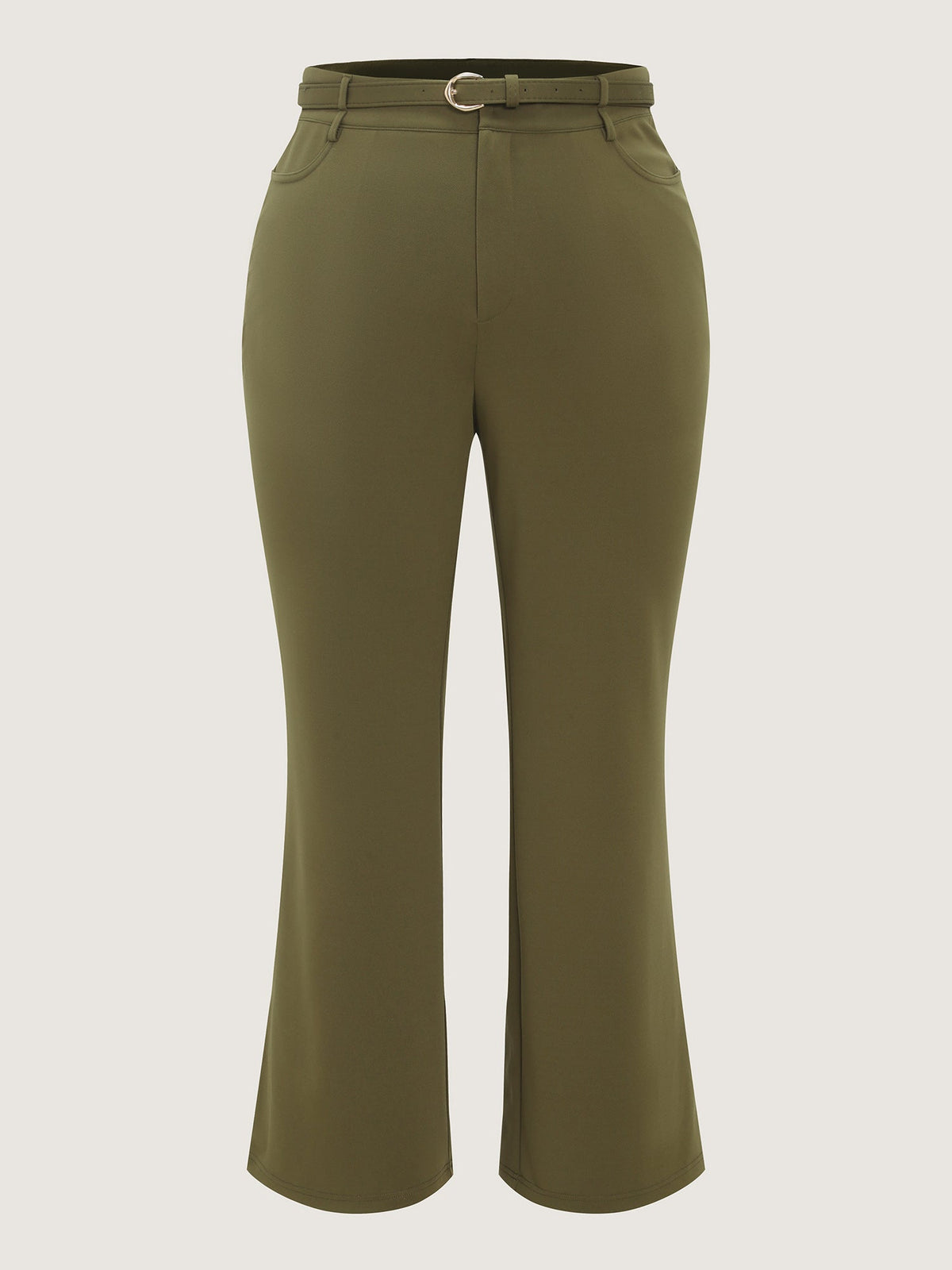 Matching Belt High Waist Pocket Bootcut Pants