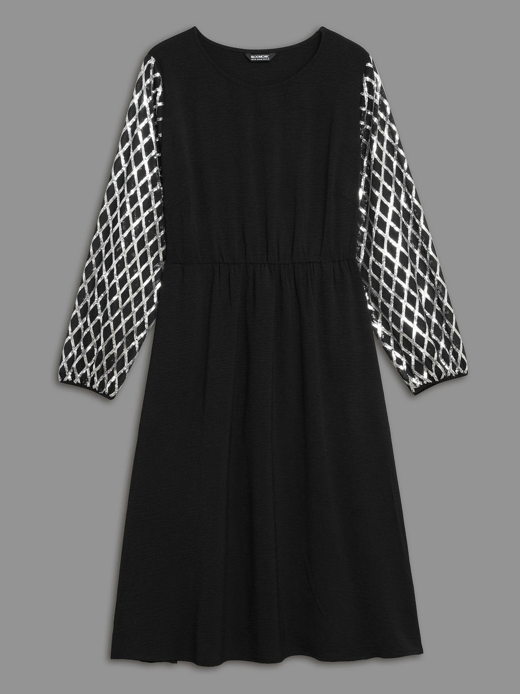Texture Sequin Mesh Patchwork Midi Dress