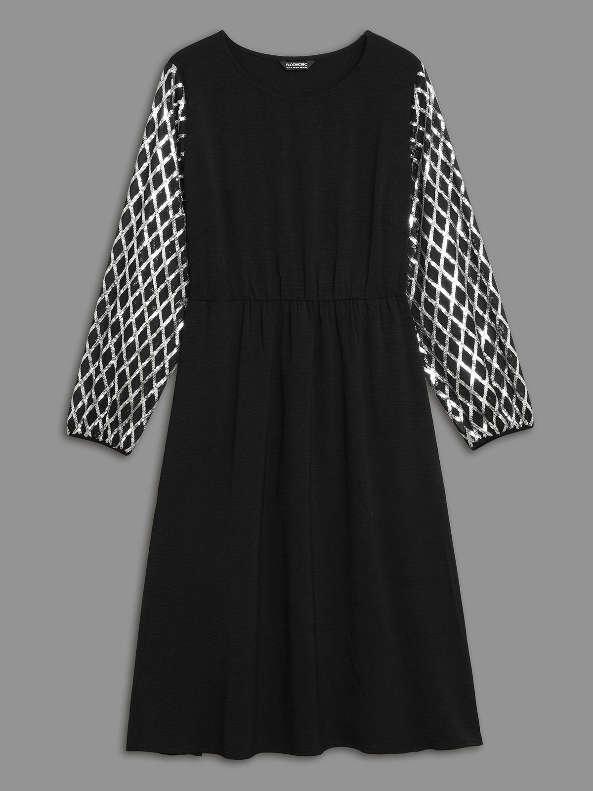 Texture Sequin Mesh Patchwork Midi Dress