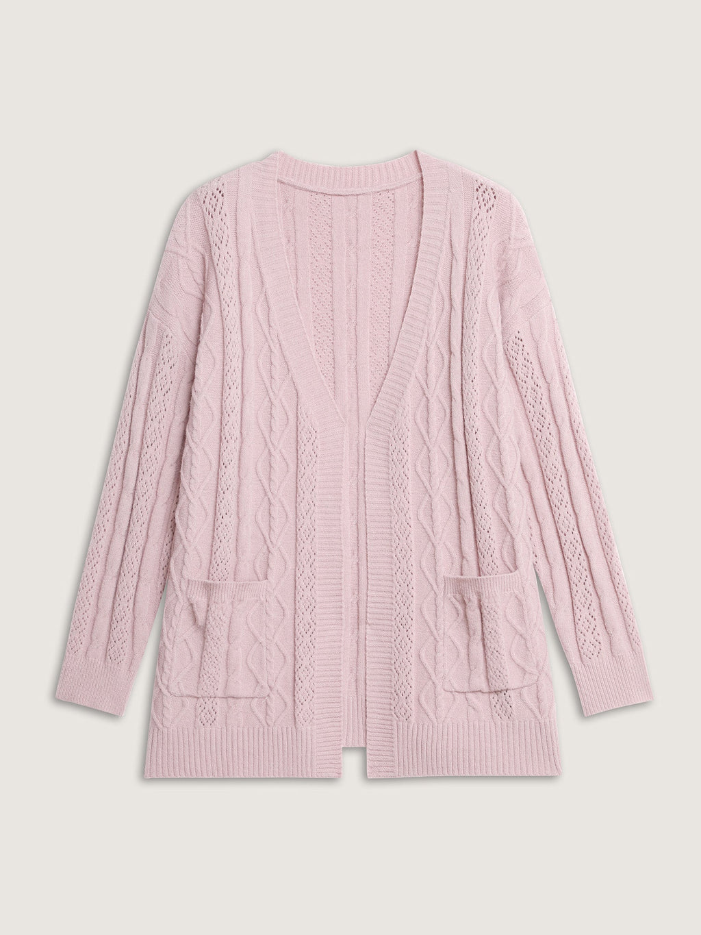 Textured Cut-Out Open-Front Knit Cardigan