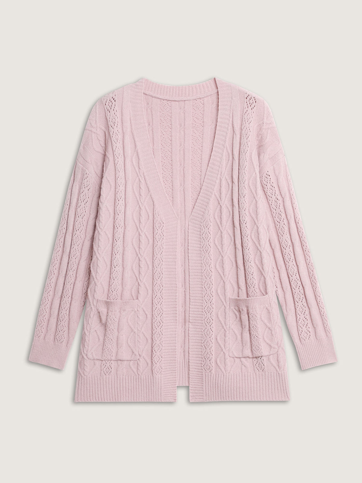 Textured Cut-Out Open-Front Knit Cardigan