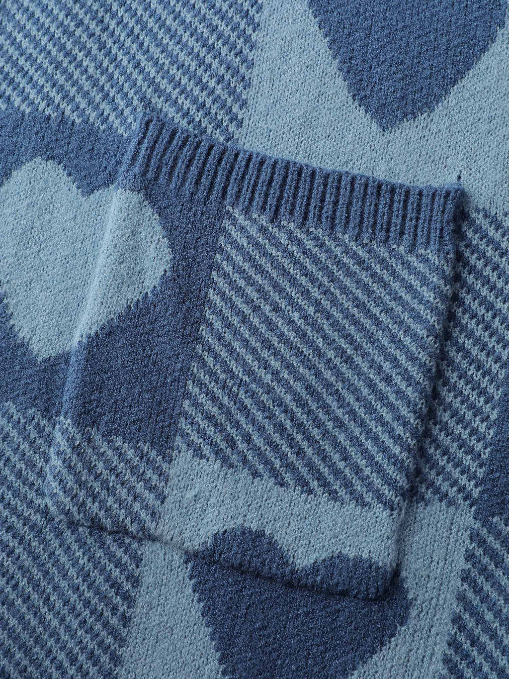 Supersoft Checkered Hearts Jacquard Pockets Knit Cardigan