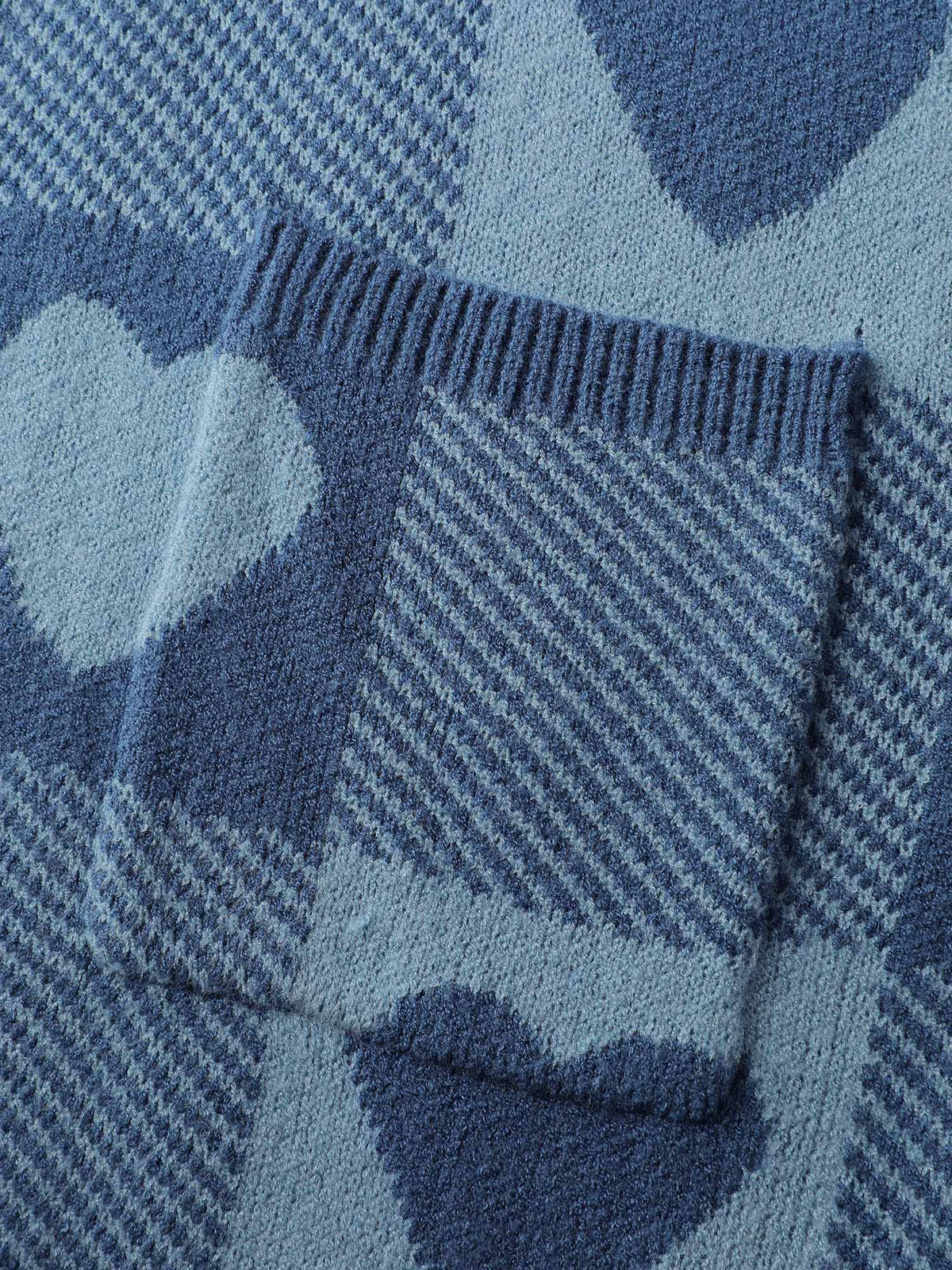 Supersoft Checkered Hearts Jacquard Pockets Knit Cardigan