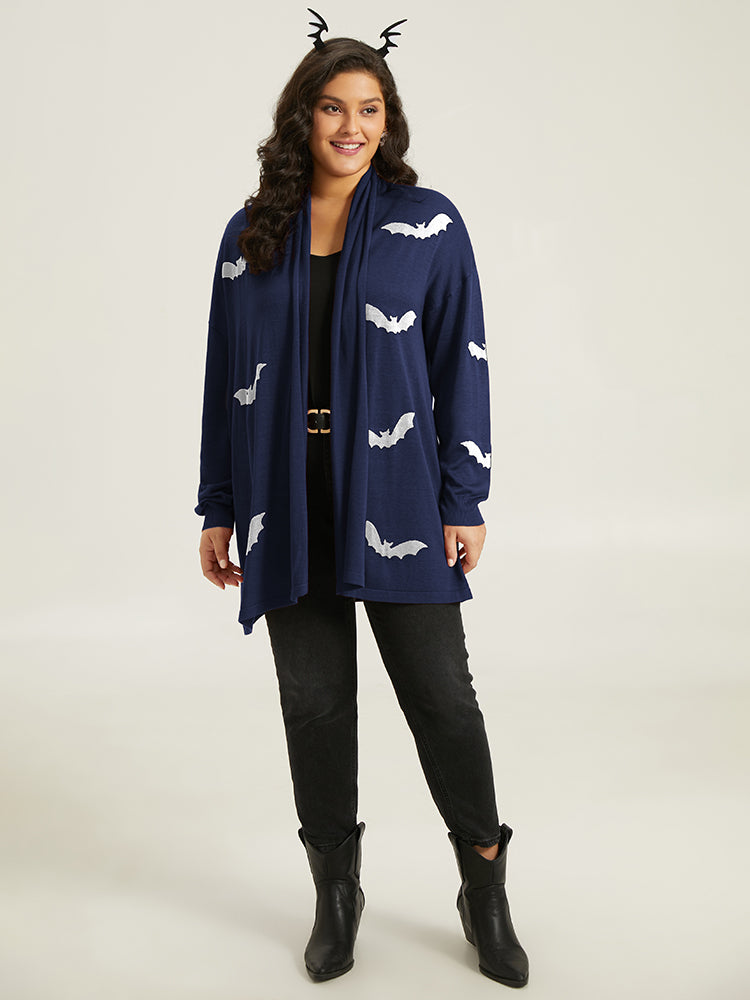 Supersoft Essentials Halloween Bat Pattern Lapel Collar Cardigan