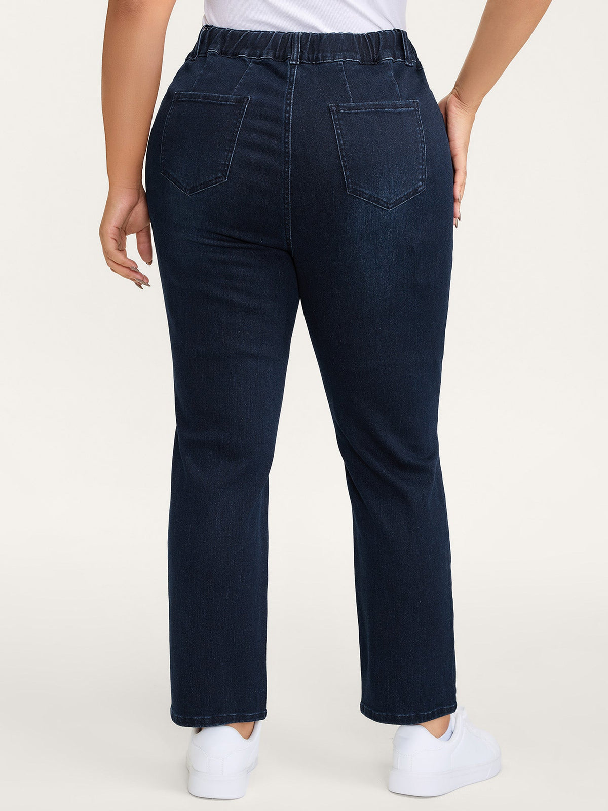 Pull-On High-Rise Straight-Leg Cropped Jeans
