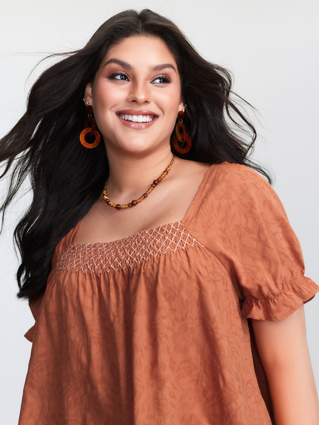 Shirred Crisscross Pleated Plain Blouse