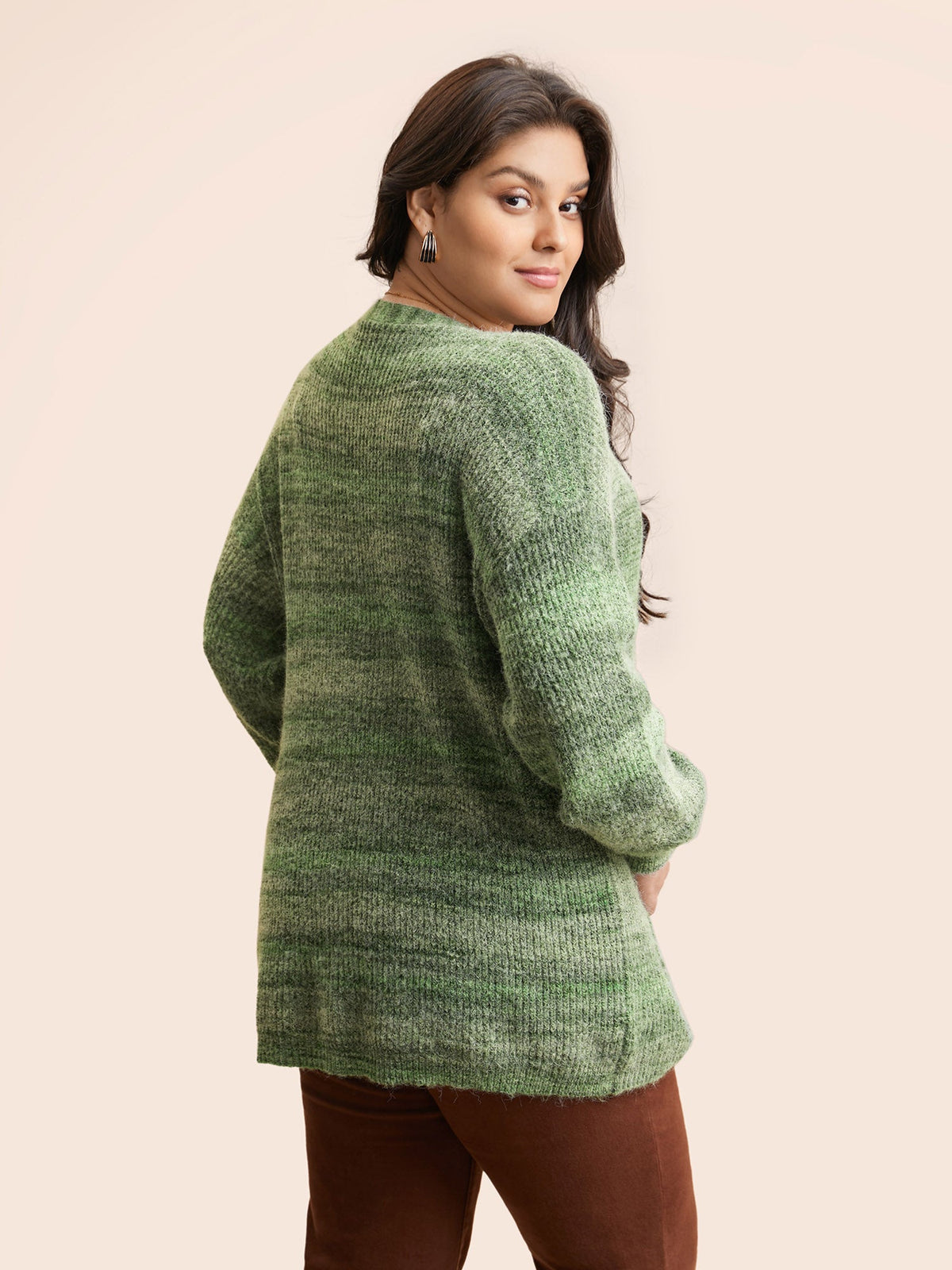 Contrast Patched Pocket Drop Shoulder Cardigan