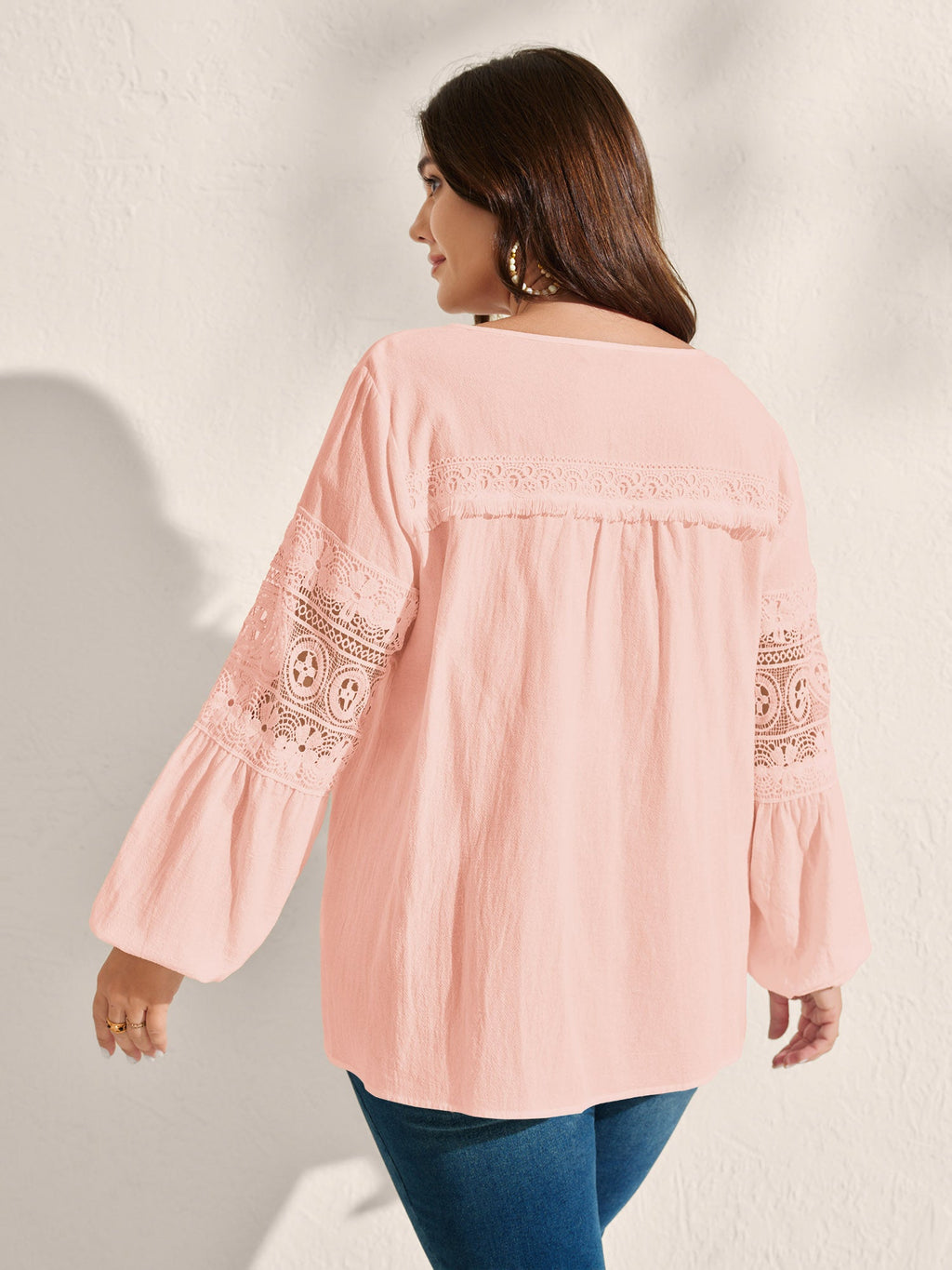 Pure Cotton Sheer Lace Trim Blouse