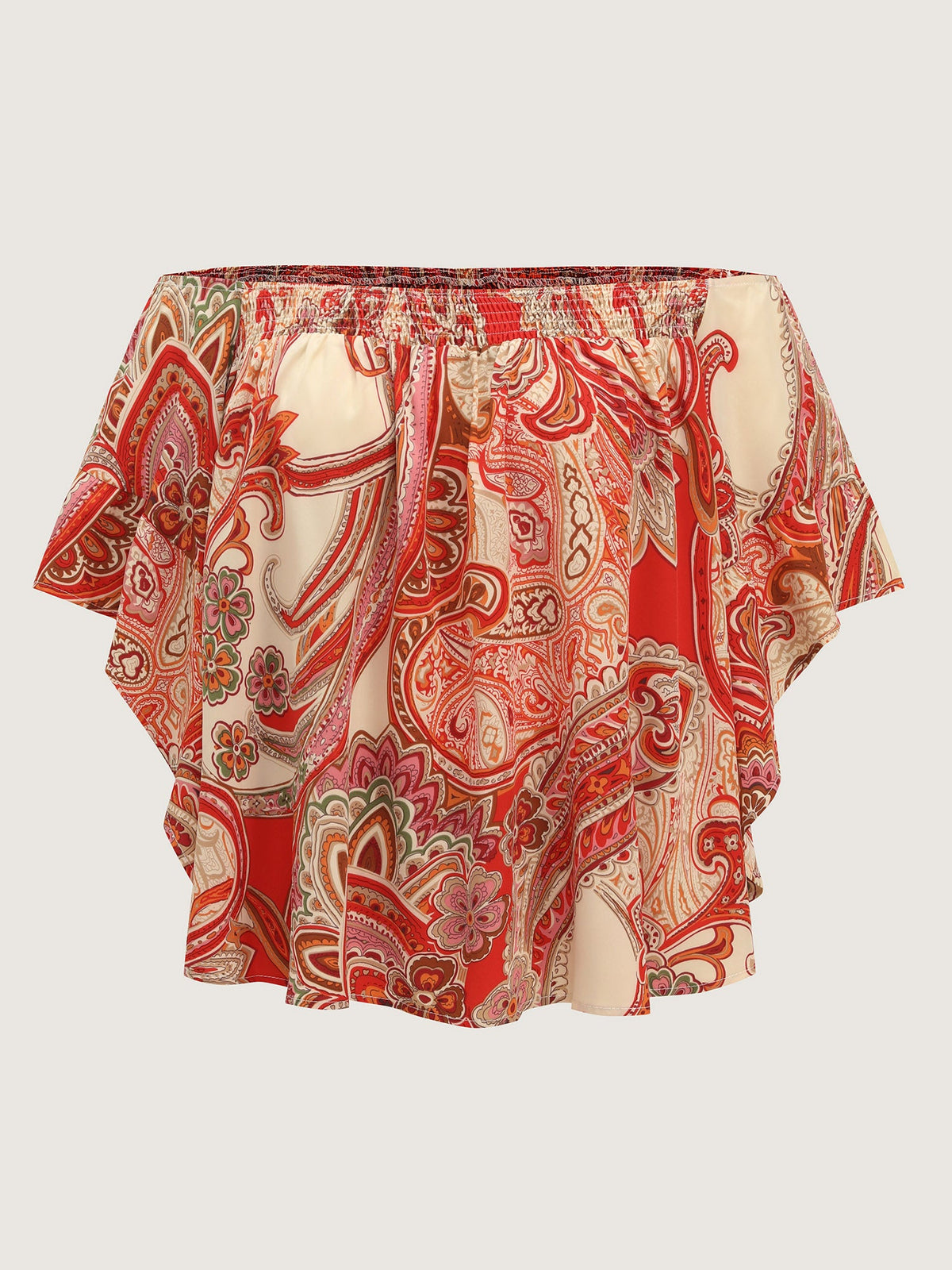 Colorful Paisley Print Off-Shoulder Blouse