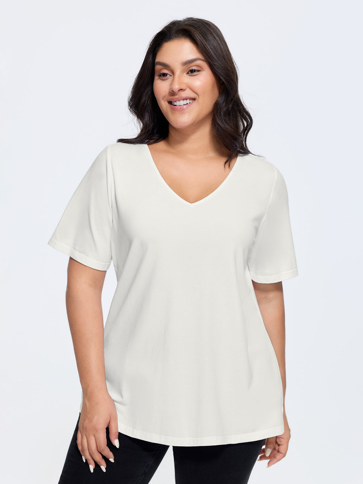 Cotton V Neck Plain Basic T-shirt