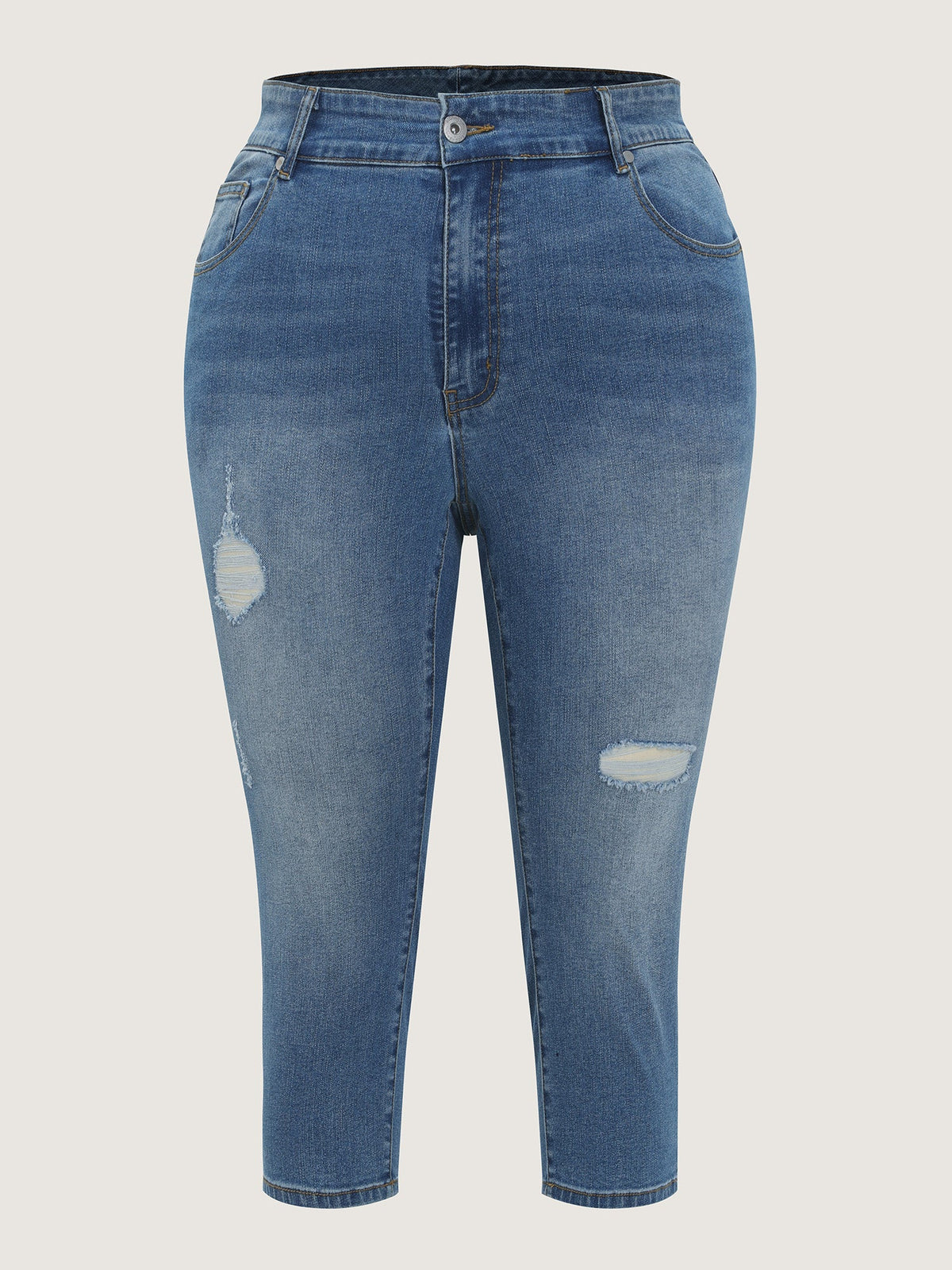 Ripped No-Gap Waist Skinny-Fit Jeans