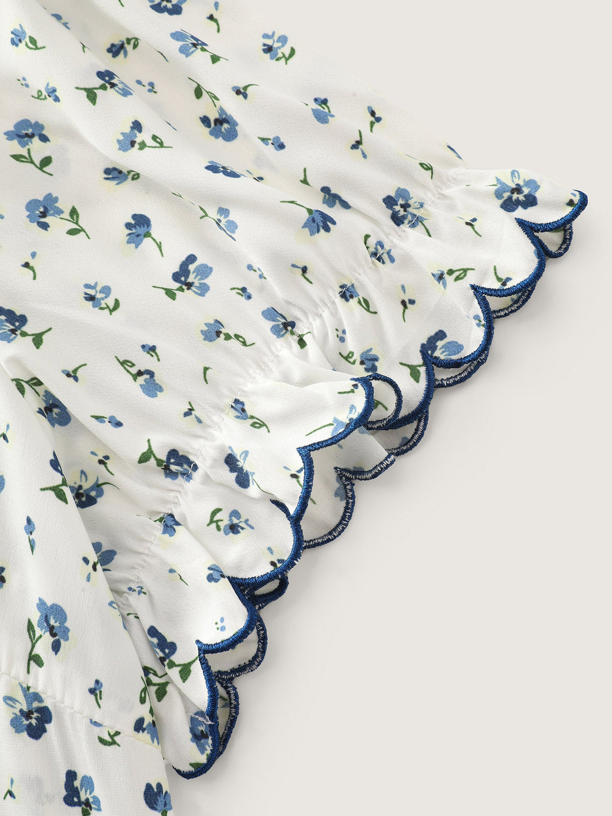 Floral Embroidery Pleated Button-Front Blouse