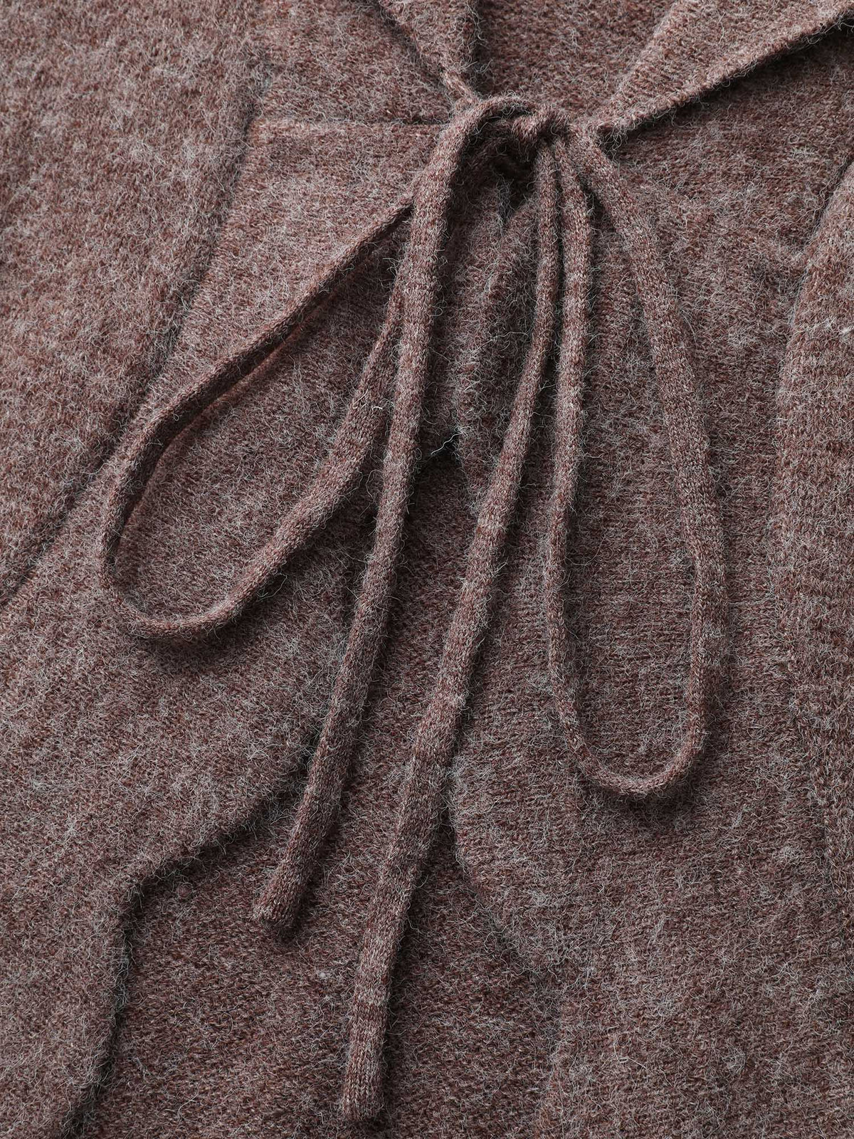 Wavy Arc Hem Tie-Front Knit Cardigan