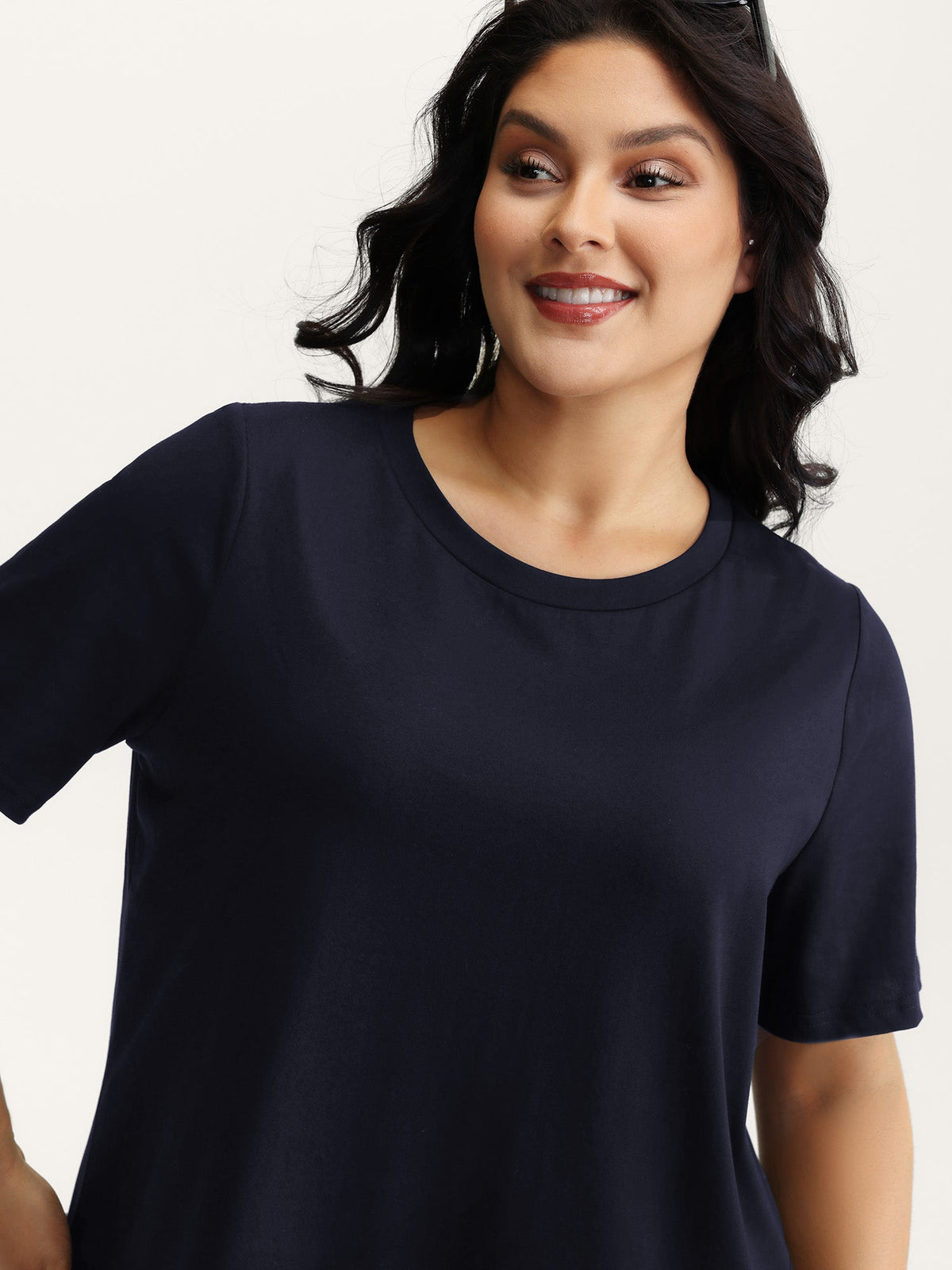 Stretchy Solid Crew Neck T-Shirt