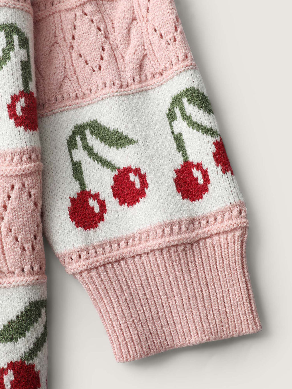 Cherry Jacquard Print Button Knit Cardigan