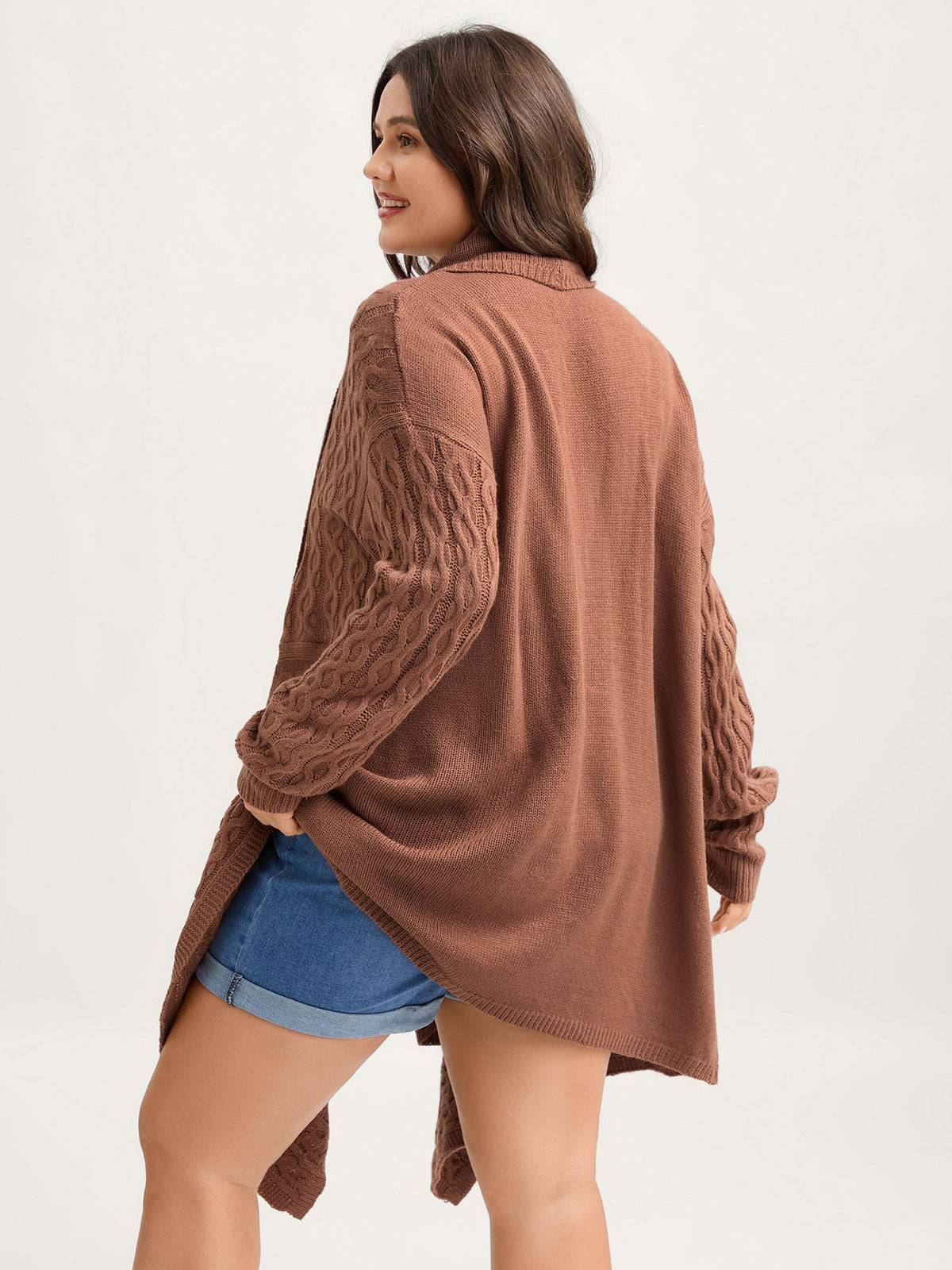 Cable Knot Irregular Hem Cardigan