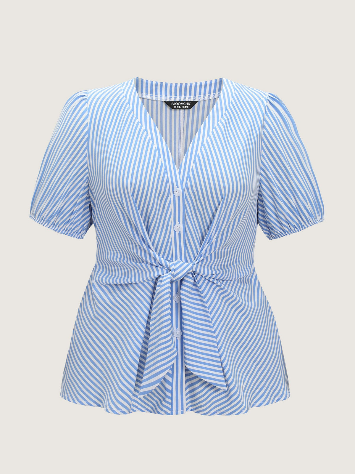 Striped Print Tie-Front Blouse