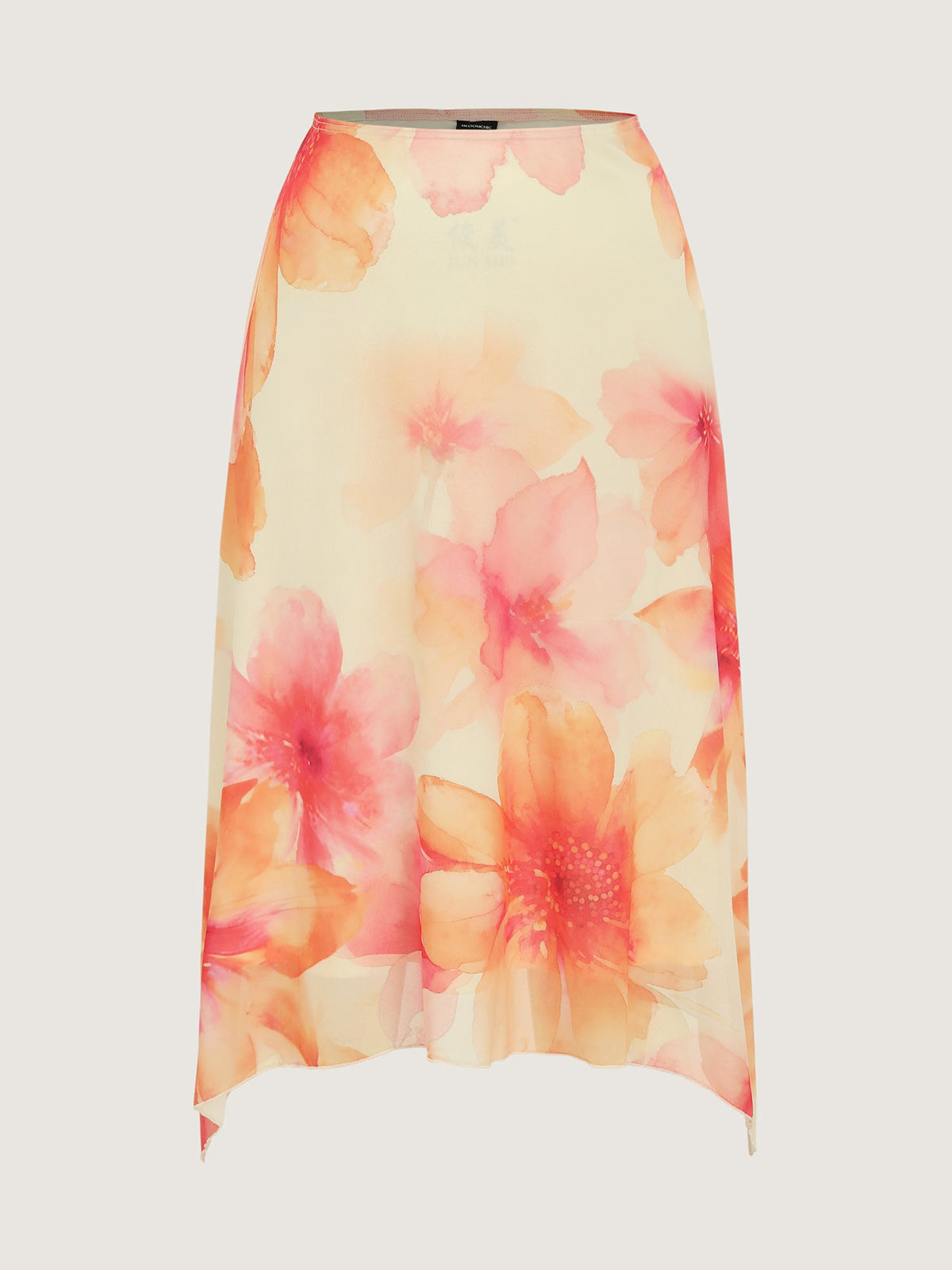Stretchy Large Floral Print Lace Maxi Skirt