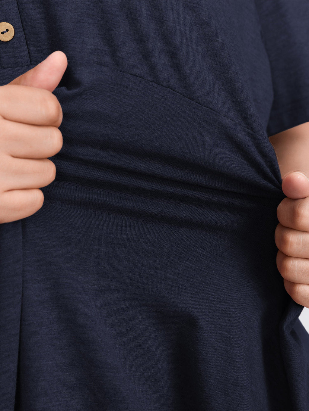 Supersoft Stretchy Ruffled Hemline Button T-Shirt