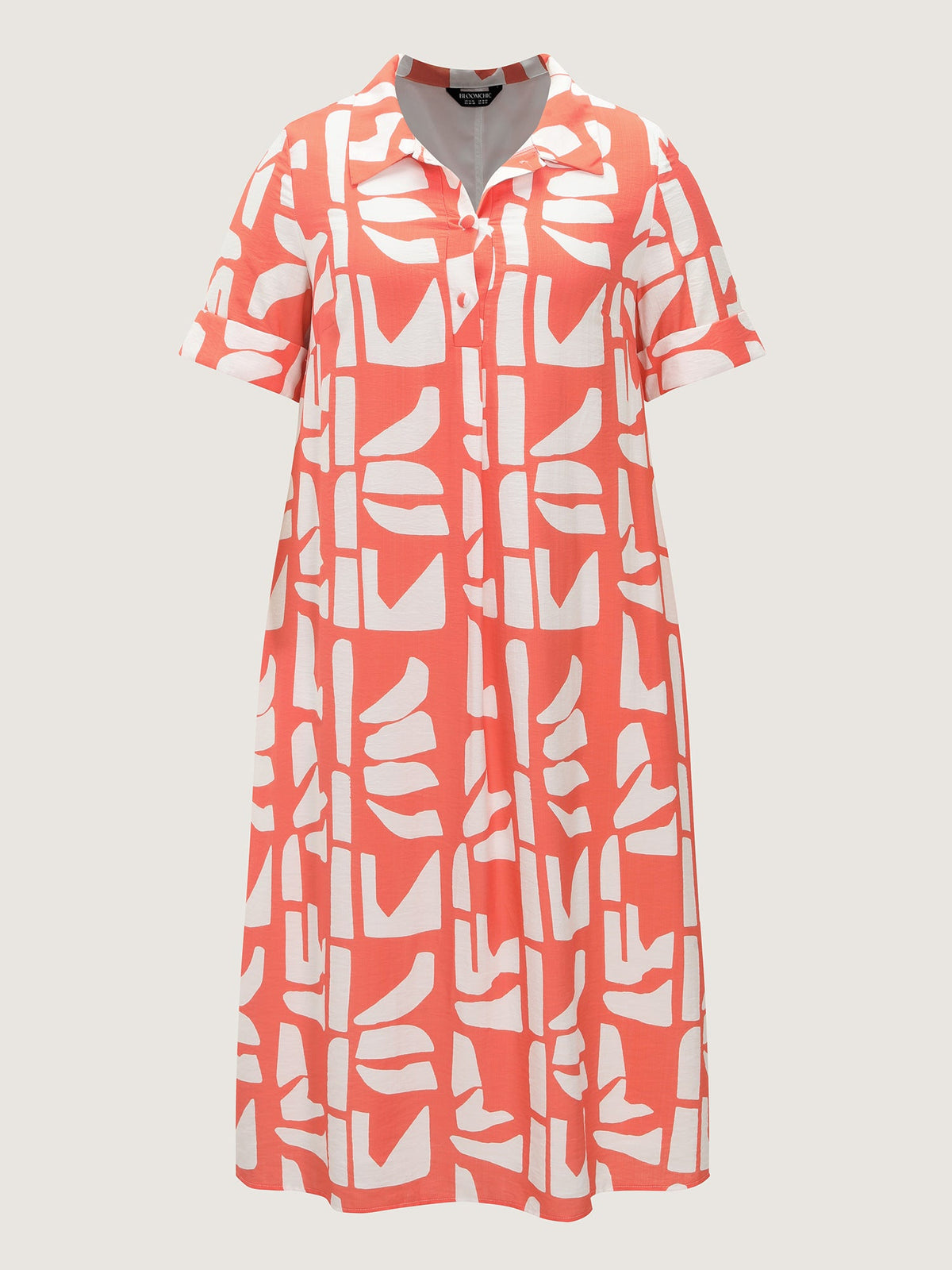 Supersoft Abstract Print Pockets Midi Shirt Dress
