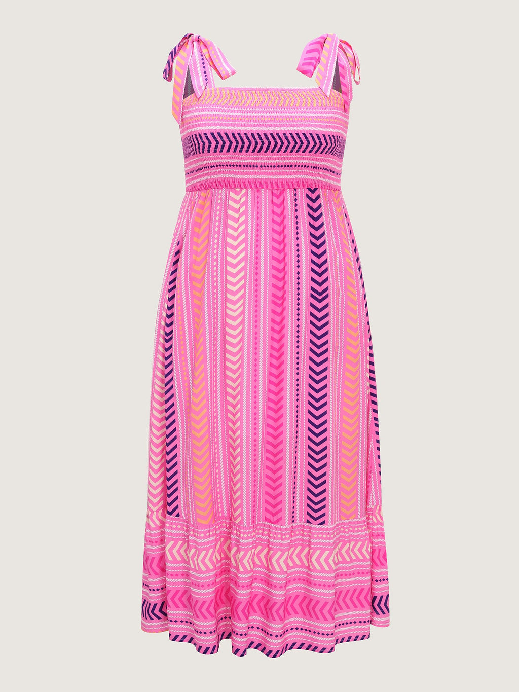 Supersoft Sweet Striped Print Shoulder-Tie Maxi Dress