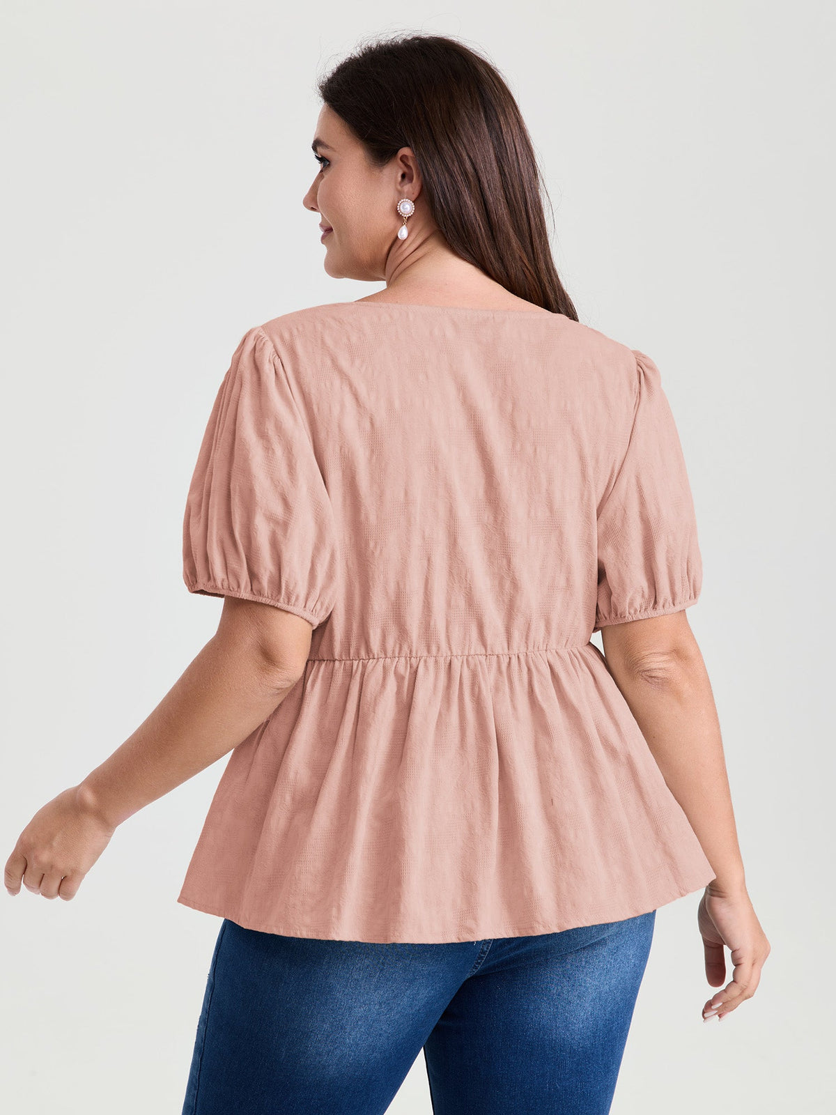 Textured Fit And Flare Plain Blouse