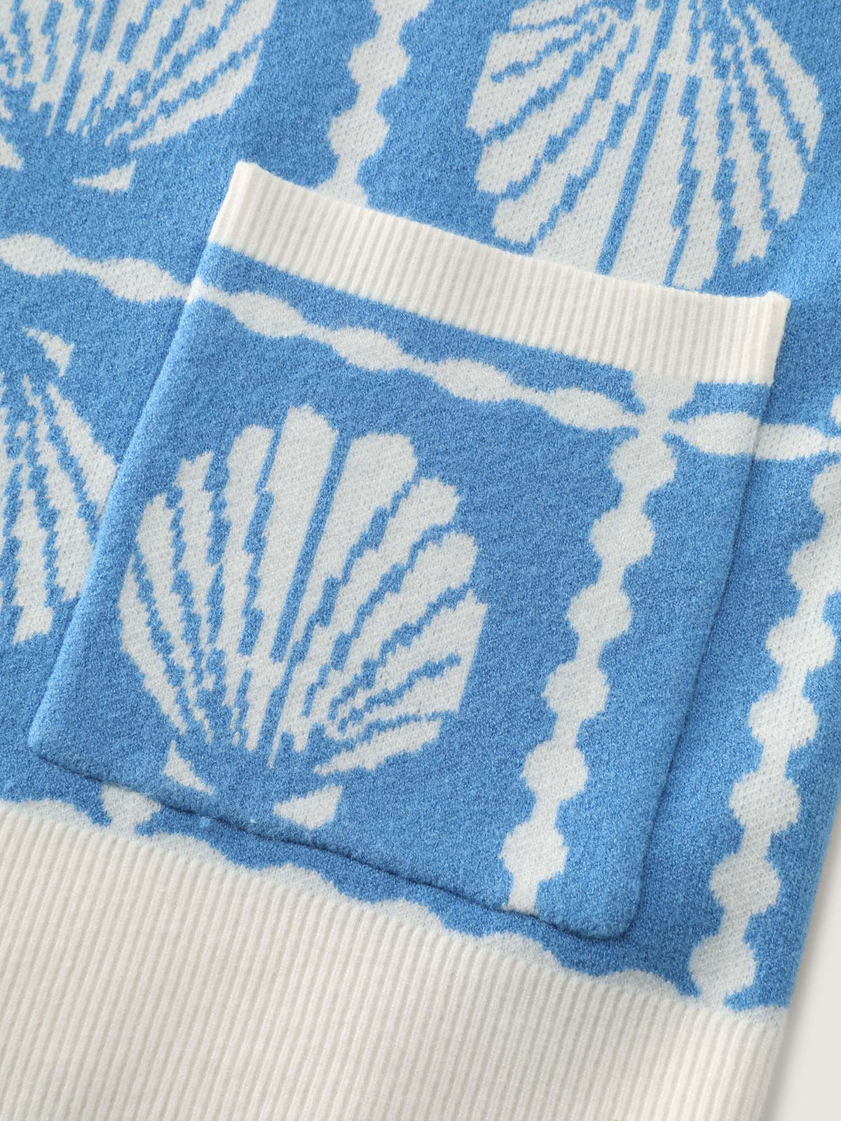 Shell Pattern Jacquard Knit Cardigan