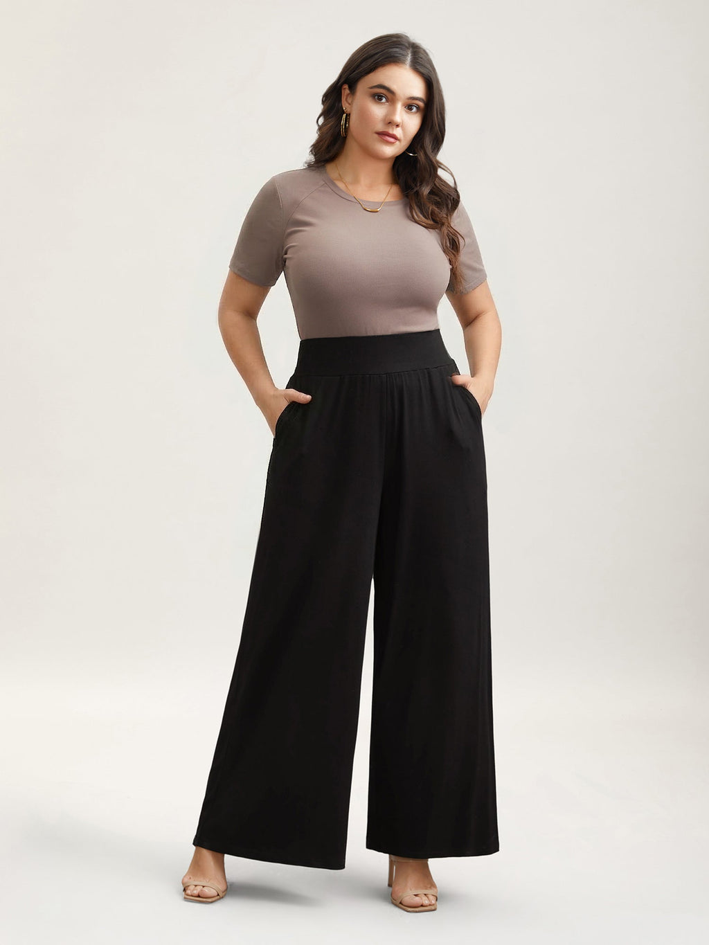 Stretchy Waist Straight-Leg Pants