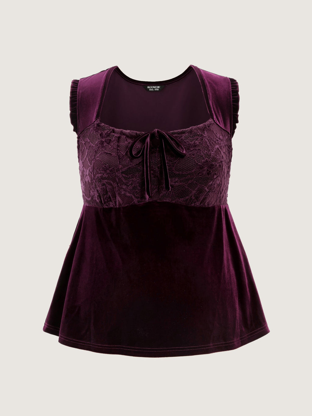 Velvet Front-Tie Shirred Tank Top