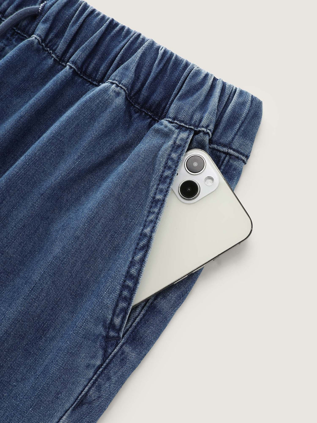 Drawstring Waist Wide-Leg Pocket Jeans