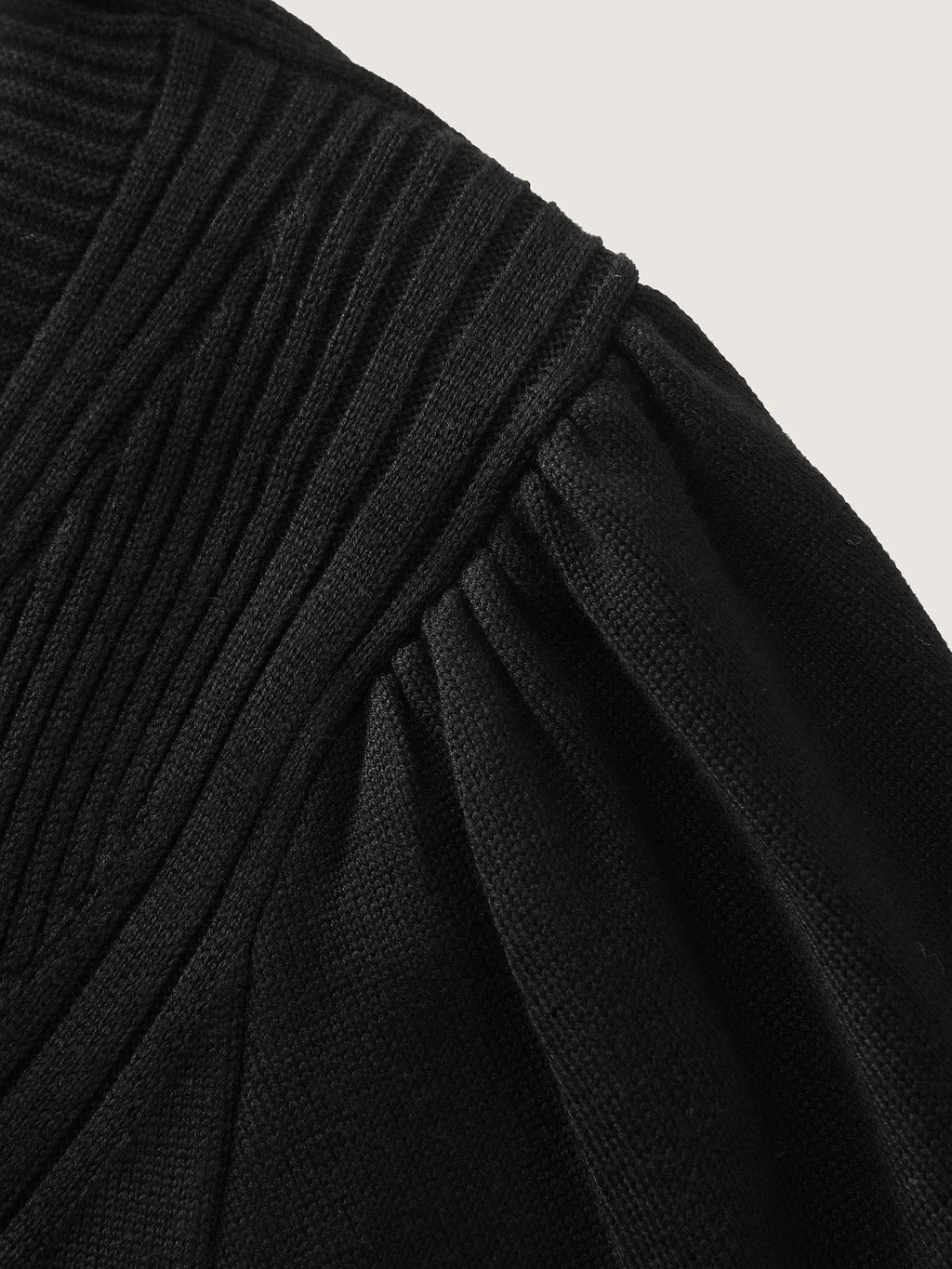 Textured A-Shaped Hem Lantern Sleeve Knit Cardigan