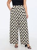 Geometric Print Pull-On Wide-Leg Pants